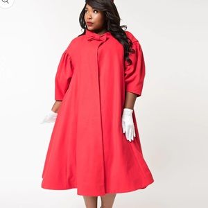 Barbie x Unique Vintage 1960s-Style Red Flare Swing Coat